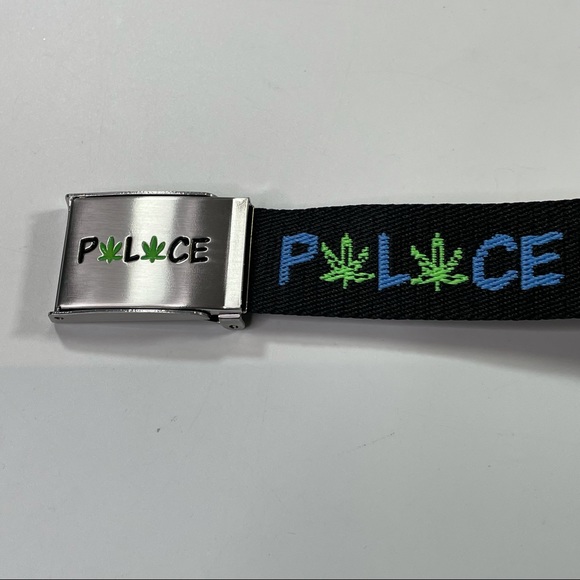Palace Spellout W Pot Leaf Black Adjustable Belt 420 Friendly - Picture 3 of 8